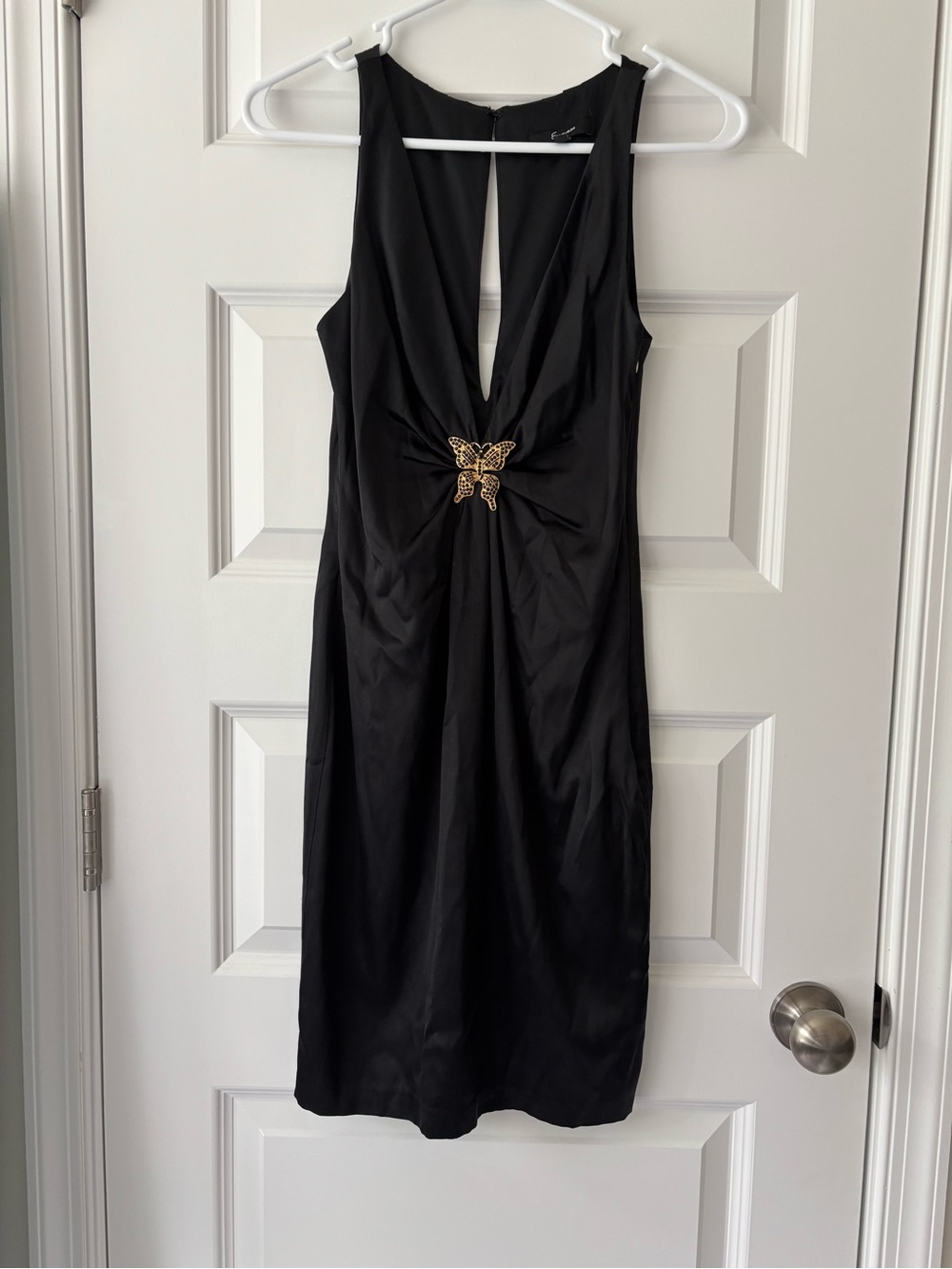 Express Black Sleeveless Keyhole Butterfly Embellished Ruched Waist Dress Size 0